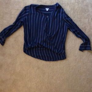 blue with white stripe blouse